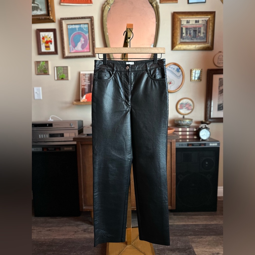 Wilfred UnReal Leather mid-rise, straight-leg pants